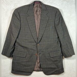 Samuelsohn Made in Canada 100% Wool Brown Plaid Classic Sports Coat Blazer EUC